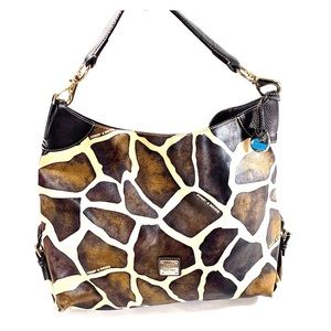 Dooney & Bourke Giraffe Pattern Leather Hobo Bag